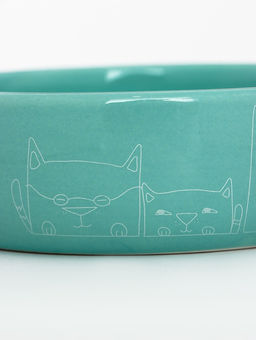 Миска керамическая Семья котов 300 мл - 13.413.44 см, бирюзовая - Пижон фото 6