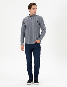 Мужская темно-синяя рубашка с длинным рукавом - U.s. polo assn фото 4