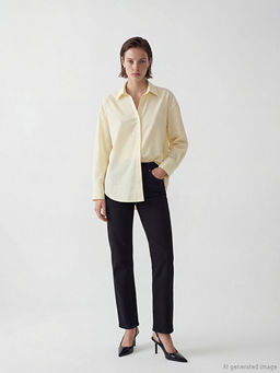 ?izgili Oversize Oxford Kad?n G?mlek