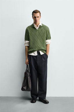 OPENWORK TEXTURED KNIT POLO SHIRT - Zara фото 9