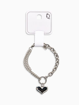 Браслет металл «Цепь» сердце объёмное, цвет серебро, L=18 см