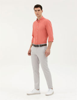 A__k Gri Slim Fit Kanvas Pantolon