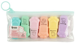 Набор текстовых маркеров мини Schoolformat ВРЕМЯ ОБНИМАШЕК 1-4 мм ассорти пастель скошенны...