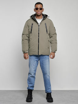 Куртка спортивная мужская зимняя с капюшоном серого цвета 8360Sr - Wonderrman фото 2