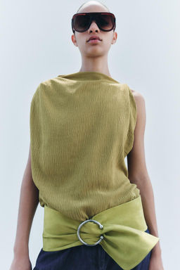 LEATHER BELT WITH PIERCING BUCKLE - Zara фото 2