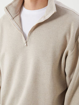 Dik Yaka Polar Erkek Sweatshirt