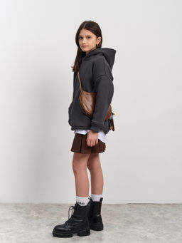 Толстовка с капюшоном для девочки "Basic" темно-серый