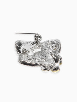 Зажим для кардигана "Ажур", лепестки, цвет белый в серебре