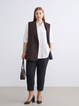 B?y?k Beden Beli Kemerli Kad?n Cigarette Pantolon