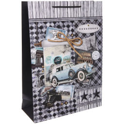 Цена за 12 шт. Пакет подарочный "Винтаж" 31*42*12 см, микс