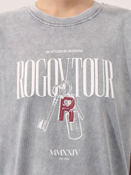 Оверсайз футболка с эффектом стирки и принтом / Zarina  фото 7