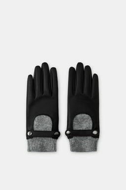 GUANTES EFECTO PIEL COMBINADO / Negro - Zara фото 3