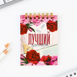 Набор блокнот Лучший учитель, формат А7, 32 листа, ручка пластик,синяя паста - Artfox фото 4
