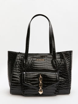 Женский тоут LOVE MOSCHINO CHAIN DETAIL CROCO Артикул 4192185, черный