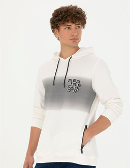 Ekru Regular Fit Kap__onlu Sweatshirt