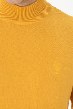 U. S. Polo Assn Мужской горчичный базовый свитер - U.s. polo assn фото 7