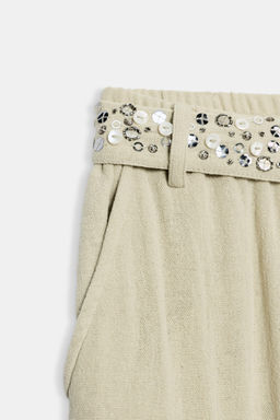 PANTAL?N CARGO LENTEJUELAS ZW COLLECTION / Khaki claro