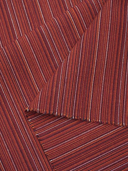 Пестрядь этнограф. под домоткань Бордово-терракотовый меланж-полоска, ш.1.55м, хл-100%, 205гр/м.кв - Купава фото 3