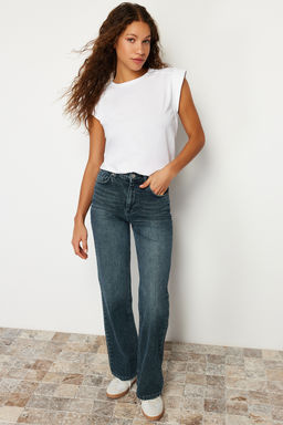 TRENDYOLMILLA Beyaz Ribana Detayl? Ay Kol Basic Orme T-Shirt TWOSS24TS00008  фото 6