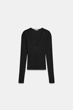 LONG SLEEVE RIBBED TOP - Zara фото 5
