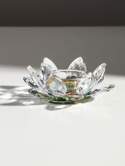 Стеклянный подсвечник на 1 свечу Лотос радужный, d=11.5 см