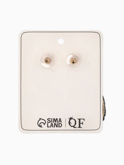 Серьги «Сияние вечера. Двойной овал», серые в золоте