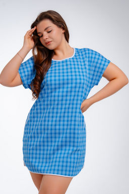 Туника женская Социал клетка голубая