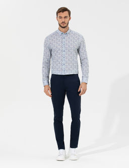 Lacivert Slim Fit Basic Chino Pantolon