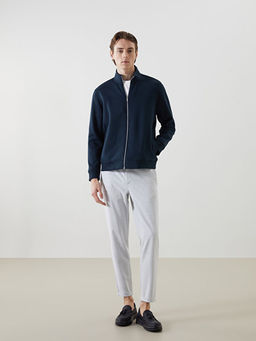 Dik Yaka Uzun Kollu Erkek Fermuarl? Sweatshirt