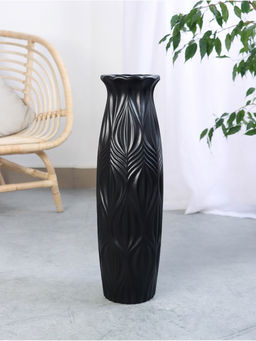 Ваза для цветов напольная «Криспин», 59×15 см, керамика, чёрная