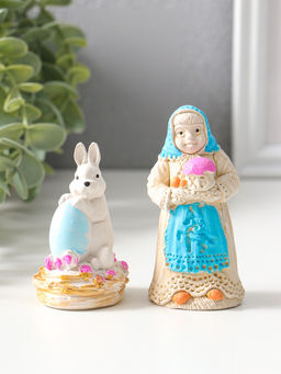 Набор фигурок пасхальных 2 шт. К празднику, девушка 9?4 см, заяц с яйцом 8?4 см