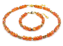 Чокер и браслет из циркона кубик граненый 6*6мм, цвет синий, 40см, 17см - Радуга камня фото 15