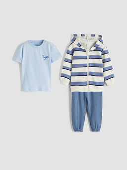 ?izgili Kap??onlu Erkek Bebek 3l? Tak?m