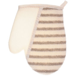 Цена за 3 шт. Мочалка - варежка массажная "SANTA MONIKA - BOKALLI", цвет белый / серый, 22*18см (зип пакет и наклейка Ultramarine)