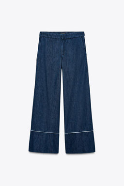 CONTRAST TRIM WIDE-LEG TROUSERS - Zara фото 5