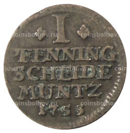 Монета 1 пфенниг 1755 года Германские государства Брауншвейг  Вонфельбюттель