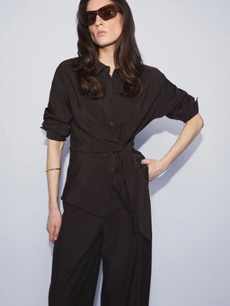 Блуза из вискозы с узлом на талии / Zarina  фото 7