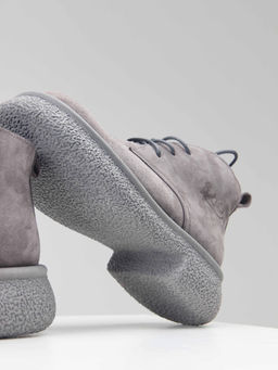 Ботинки 308.агата gr. серый замок замша б/Байка