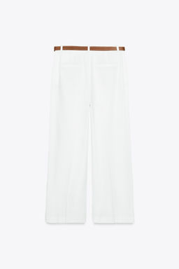 LINEN BLEND CULOTTES WITH BELT - Zara фото 7
