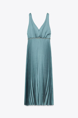 PLEATED MIDI DRESS WITH BELT - Zara фото 8
