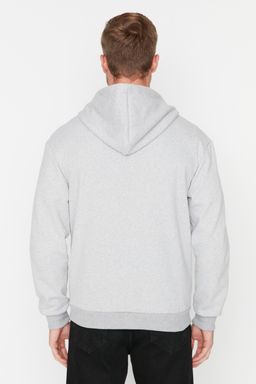 TRENDYOL MAN Gri Regular/Normal Kesim Kapusonlu Ici Polar/S?cak Tutan Nak?sl? Sweatshirt-H?rka TMNAW23SW00468 - Trendyolmilla фото 5