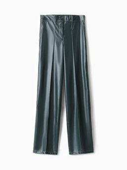 Брюки женские из экокожи MINAKU: Eco leather, зелёные, размер 50