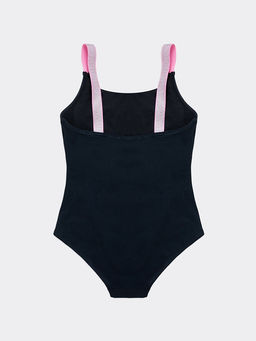 Слитный черный купальник на бретелях с принтом для девочек - Mark formelle фото 2