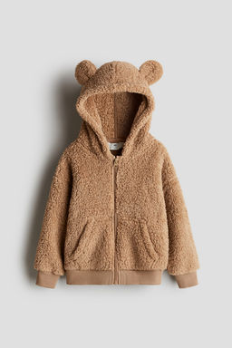 Chaqueta de borreguito con capucha y cremallera
