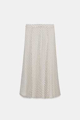 FALDA MIDI LUNARES ZW COLLECTION / Blanco / Negro - Zara фото 8