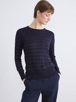 Bisiklet Yaka ?izgili Kad?n Triko Kazak