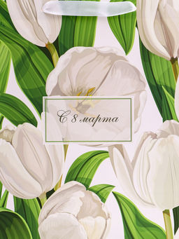 Цена за 2 шт. Пакет подарочный вертикальный С 8 Марта, ML 23?27?11.5 см