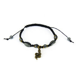 Браслет шамбала из гематита со змейкой 17-19 см