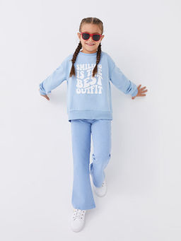 Bisiklet Yaka Bask?l? Uzun Kollu K?z ?ocuk Sweatshirt - Waikiki фото 2