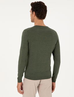 Базовый свитер приталенного кроя цвета хаки - Cacharel фото 5